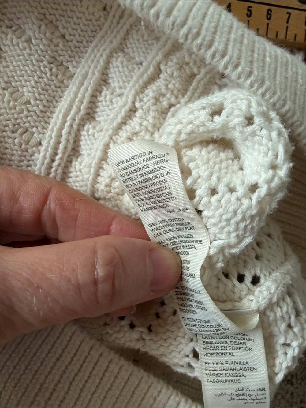 Fat Face Cream Openwork Crewneck Sweater Size 8 - Picture 10 of 12